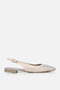 Woman's beige pointed toe open back elegant Ballet Flats with stones