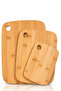 Bamboo Cutting Board Set of 3 Natural Wooden Meat Vegetable Fruit Chopping Board Kitchen Set - 4