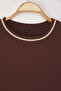 Kahverengi Bisiklet Yaka Biye Detaylı Basic Büyük Beden T-shirt TBBSS25BF00050 - 6