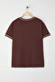 Kahverengi Bisiklet Yaka Biye Detaylı Basic Büyük Beden T-shirt TBBSS25BF00050 - 8