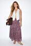 Burgundy Asymmetrical Shawl Pattern Chiffon Skirt Tdrss26Et00040 - 2