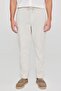Men's Stone 100% Cotton Slim Fit Slim Fit Tie Waist Side Pocket Trousers - 3