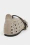 Patter Beige Suede Studded Genuine Leather Buckle Detail Flat Sole Women's Ballerinas - 7