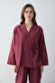 Bordo Kruvaze Bluz Pantolon Takım TWOSS26AU00256 - 2
