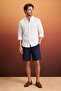 White 100% Linen Regular/Normal Men's Shirt Tmnss26Go00039 - 3