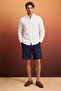 White 100% Linen Regular/Normal Men's Shirt Tmnss26Go00039 - 4