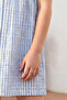 Girl's Summer Dress with Front Buttons and Collar Detail in Blue - 4