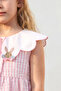 Girl's Summer Dress with Front Buttons and Collar Detail in Pink - 3