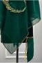 Square Green Chiffon Groom Shoulder Cover, Gold Star and Moon Embroidery with Shimmering Edges, Groomsmen Bridesmaid Henna Soldier Veil - 4
