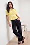 Sarı  Peplum/Belden Oturmalı Düğme Detaylı Triko Bluz TWOSS26BZ00158 - 2