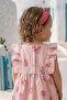 Baby Girl Dress Summer Strawberry Patterned Bow Detailed Bandana Light Pink - 3