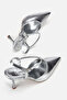 Women's silver pointed-toe ankle-strap Stiletto Heel elegant evening shoes - 6