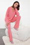 Pembe Fırçalı Soft Fitilli Hırka Örme Pijama Takımı THMAW25PT00074 - 4