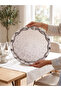 White Round Serving Tray for 6 People, Elegant Wavy Patterned Tea and Coffee Serving Tray - 8