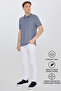 Men's Shrink-Resistant Cotton Fabric Regular Fit Comfortable Cut Navy Blue Roll-Free Polo Collar T-Shirt with Pockets - 2