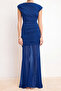 Saks Büzgü/Drapeli Örme Sandy Maxi Abiye & Mezuniyet Elbisesi TPRSS26AE00085 - 3