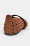 Patter Tan Suede Studded Genuine Leather Buckle Detail Flat Sole Women's Ballerinas - 8