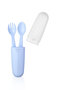 Baby Fork and Spoon Set with Storage Box Transition to Supplementary Food Blue