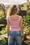 Pembe Kare Yaka Çiçek Detaylı Fitted Triko İnce Bluz TWOSS26BZ00287 - 2