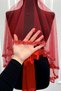 Red Bridal Veil Set with Glass Beads and Pearls, Henna Night Veil Face Cover Set 6 Pieces - 5