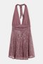 Lilac Halter Neck Sequined Backless Mini Event Party Dress Tdrss26El00058 - 5