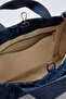 Koyu Mavi Denim Baskılı Çift Saplı Orta Boy Kadın Tote Omuz Çanta TAKSS26OC00064 - 6