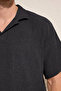 Anthracite Oversize Polo Collar Plain Polo Collar T-Shirt Tmnss25Po00045 - 3