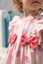 Baby Girl Dress Summer Strawberry Patterned Bow Detailed Bandana Light Pink - 4