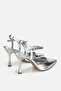 Women's silver pointed-toe ankle-strap Stiletto Heel elegant evening shoes - 3