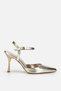 Women's gold pointed-toe ankle-strap Stiletto Heel elegant evening shoes