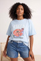 Mavi Pizza Baskılı Loose Fit Örme Büyük Beden T-shirt TBBSS26BF00055