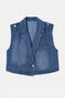 Blue Jacket with Lapel Epaulettes Denim Vest Tdrss26Ye00003 - 5