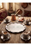 White Round Serving Tray for 6 People, Elegant Wavy Patterned Tea and Coffee Serving Tray - 4
