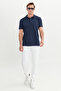 Men's Navy Blue Cotton Slim Fit Slim Fit Polo Neck T-Shirt - 7