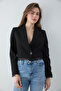 Siyah Etekucu ve Manşeti Dantel Detaylı Crop Blazer Ceket TWOSS26BC00051 - 3