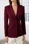 Burgundy Fitted/Body-Hugging Woven Blazer Jacket TWOAW26BC00000 - 3