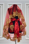 Red Gold Sparkling Laced Bridal Henna Veil Set Wedding Henna Night Face Cover