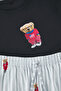 Unisex Navy Blue Regular Fit Teddy Bear Printed Knitted Shorts Pajama Set Tmnss24Pt00034 - 6
