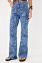Mavi Desenli Yüksek Bel Comfort Flare Jeans TWOSS26JE00281 - 4