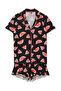 Kadın Siyah %100 Pamuklu Karpuz Desenli Fırfırlı Şortlu Örme Pijama Takımı THMSS21PT0670 - 7