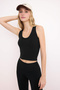 Siyah Fırçalı Soft Kumaş Örme Spor Üst/Bluz THMSS26BZ00008 - 3