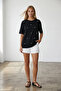 Black Crew Neck Oversized Pearl and Stone Embellished T-Shirt ALC-X11964 - 3