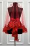 Red Bridal Veil Set, Sparkling Lace and Pearl Embellished Henna Night Veil and Head Cover, 6 Pieces - 3