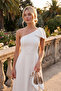 Bridal Beyaz Altın Galvaniz Detaylı 5 cm Kadın Klasik Topuklu Ayakkabı TAKSS26TO00074