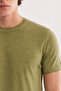 Men's Khaki Crew Neck Knitwear Regular Fit T-Shirt A41Y5074 - 2