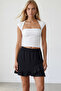 Black Elastic Waist Skirt with Flounces Alc-X11862 - 4