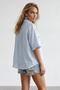 Baby Blue Double Pocket Half Sleeve Linen Shirt Alc-X9991 - 7
