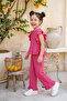 Girl's Top and Bottom Set Summer Ruffle Detailed Fuchsia - 2