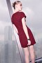 Bordo Kemerli Kısa / Mini Dokuma Elbise TWOSS26EL00057 - 4