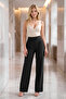 Ds Mira Black Pocketed, Lycra Waistband, Velcro and Comfortable Cut, Wide Leg, Single Pleated Palazzo Trousers